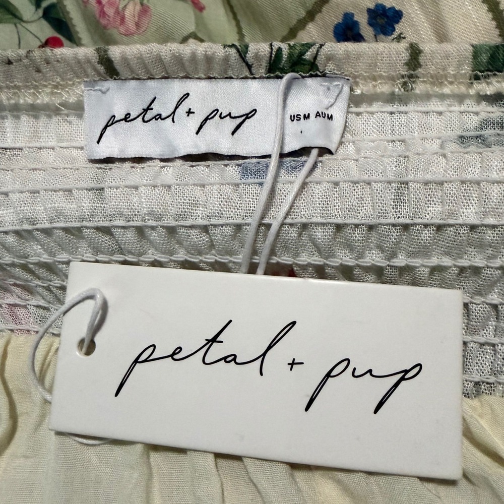NEW Petal + Pup Flower Market Maxi Dress M Linen Blend Cottage Country Garden - Picture 9 of 12